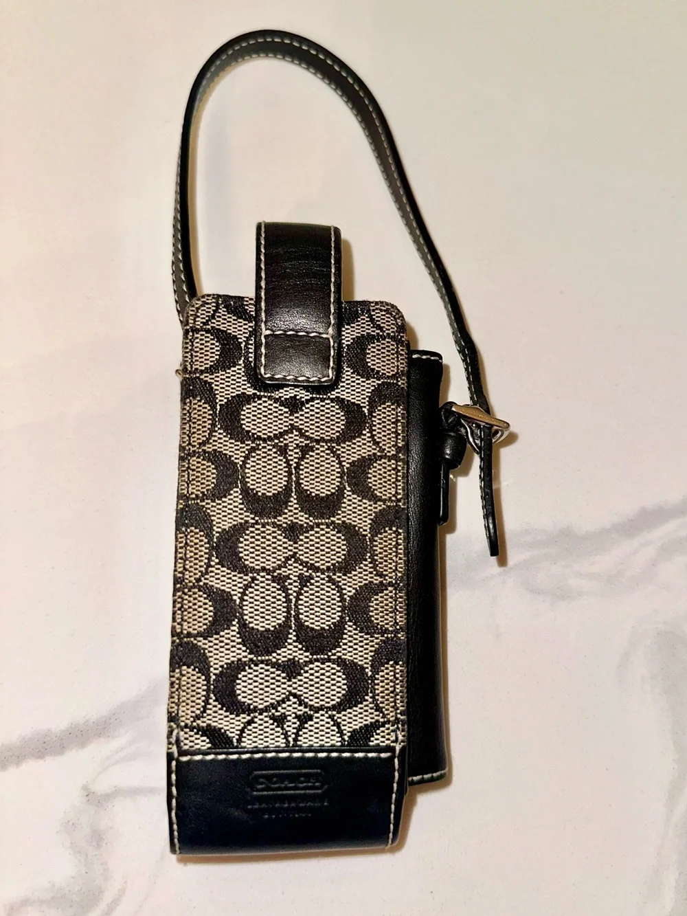 Y2K Vintage Coach Signature Canvas Phone Pouch in Black Canvas